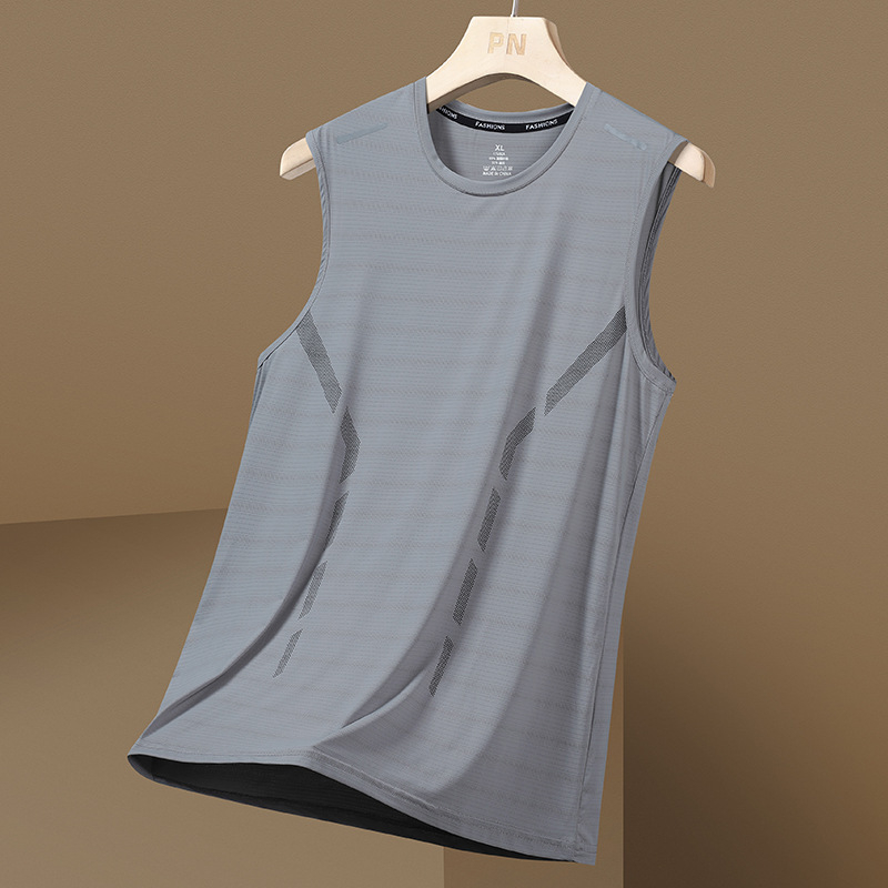 Didelio dydžio šilko liemenė vyrams, vasariniai, prakaitą sugeriantys, kvėpuojantys, be rankovių marškinėliai, vėsūs, laisvi, „Tide“ prekės ženklo sportiniai marškinėliai, didmeninė prekyba.