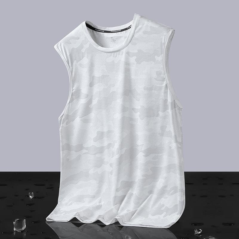 Didelio dydžio šilko liemenė vyrams, vasariniai, prakaitą sugeriantys, kvėpuojantys, be rankovių marškinėliai, vėsūs, laisvi, „Tide“ prekės ženklo sportiniai marškinėliai, didmeninė prekyba.