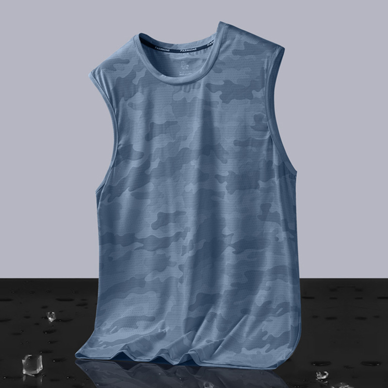 Didelio dydžio šilko liemenė vyrams, vasariniai, prakaitą sugeriantys, kvėpuojantys, be rankovių marškinėliai, vėsūs, laisvi, „Tide“ prekės ženklo sportiniai marškinėliai, didmeninė prekyba.