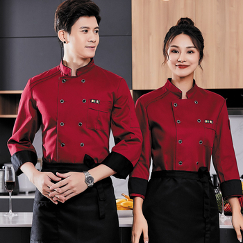 Meeste koka tööriided, sügis ja talv, lääne hotelli toit, paksendatud, pikkade varrukatega köögiriided, suvised kokariided, lühikeste varrukatega kokariided