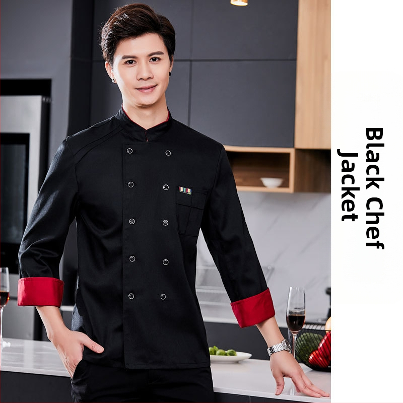 Meeste koka tööriided, sügis ja talv, lääne hotelli toit, paksendatud, pikkade varrukatega köögiriided, suvised kokariided, lühikeste varrukatega kokariided