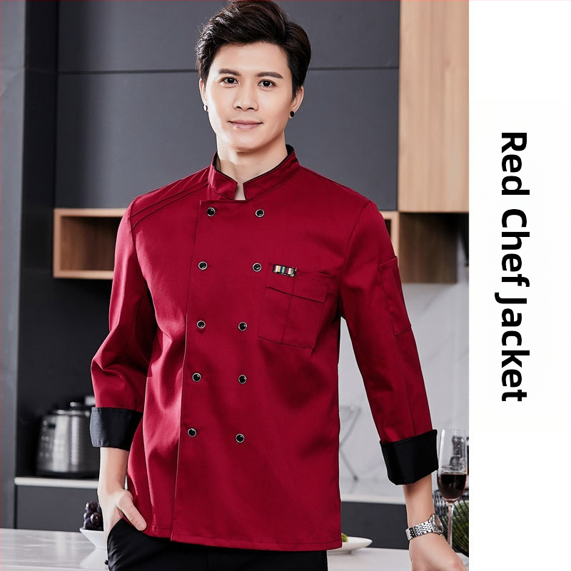 Meeste koka tööriided, sügis ja talv, lääne hotelli toit, paksendatud, pikkade varrukatega köögiriided, suvised kokariided, lühikeste varrukatega kokariided