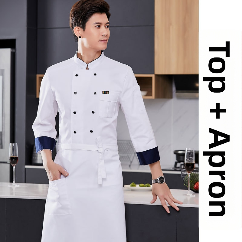 Meeste koka tööriided, sügis ja talv, lääne hotelli toit, paksendatud, pikkade varrukatega köögiriided, suvised kokariided, lühikeste varrukatega kokariided