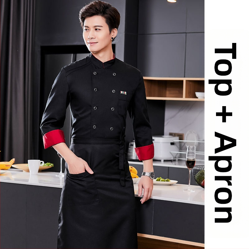 Meeste koka tööriided, sügis ja talv, lääne hotelli toit, paksendatud, pikkade varrukatega köögiriided, suvised kokariided, lühikeste varrukatega kokariided