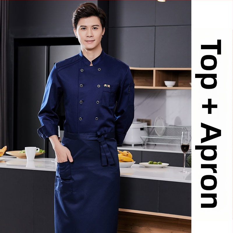 Meeste koka tööriided, sügis ja talv, lääne hotelli toit, paksendatud, pikkade varrukatega köögiriided, suvised kokariided, lühikeste varrukatega kokariided