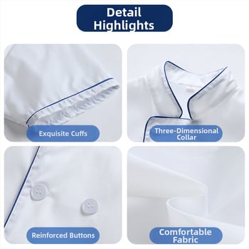 Meeste koka tööriided, lühikeste varrukatega suvised hingavad toitlustusriided, pikkade varrukatega söökla köögiriided, pluss-suuruses