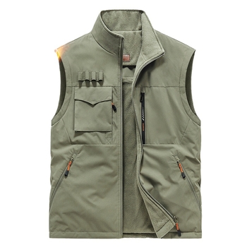 [Kahepoolne kandmine] Talvine fliisvoodriga paksendatud kahepoolne vest meeste õues kasutatav lahtine pluss-suuruses vest jakk