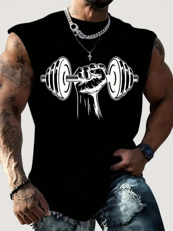 Vyriška liemenė Vyriška spausdinta liemenė Greitai džiūstanti sportinė fitneso elastinė berankovė marškinėliai Viršutiniai drabužiai Vasariniai madingi MG2