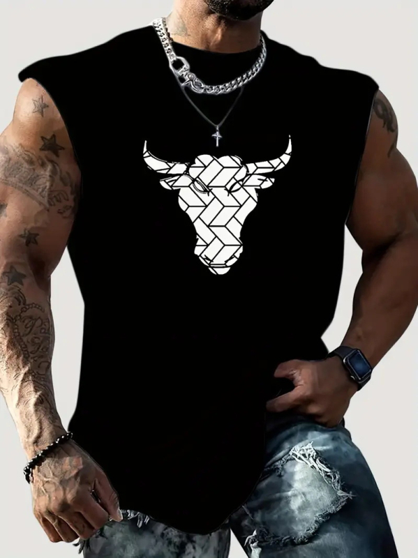 Vyriška liemenė Vyriška spausdinta liemenė Greitai džiūstanti sportinė fitneso elastinė berankovė marškinėliai Viršutiniai drabužiai Vasariniai madingi MG2