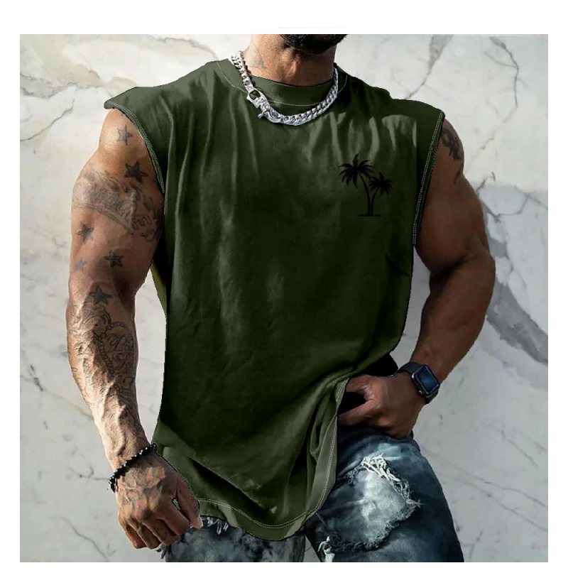 Vyriška liemenė Vyriška spausdinta liemenė Greitai džiūstanti sportinė fitneso elastinė berankovė marškinėliai Viršutiniai drabužiai Vasariniai madingi MG2