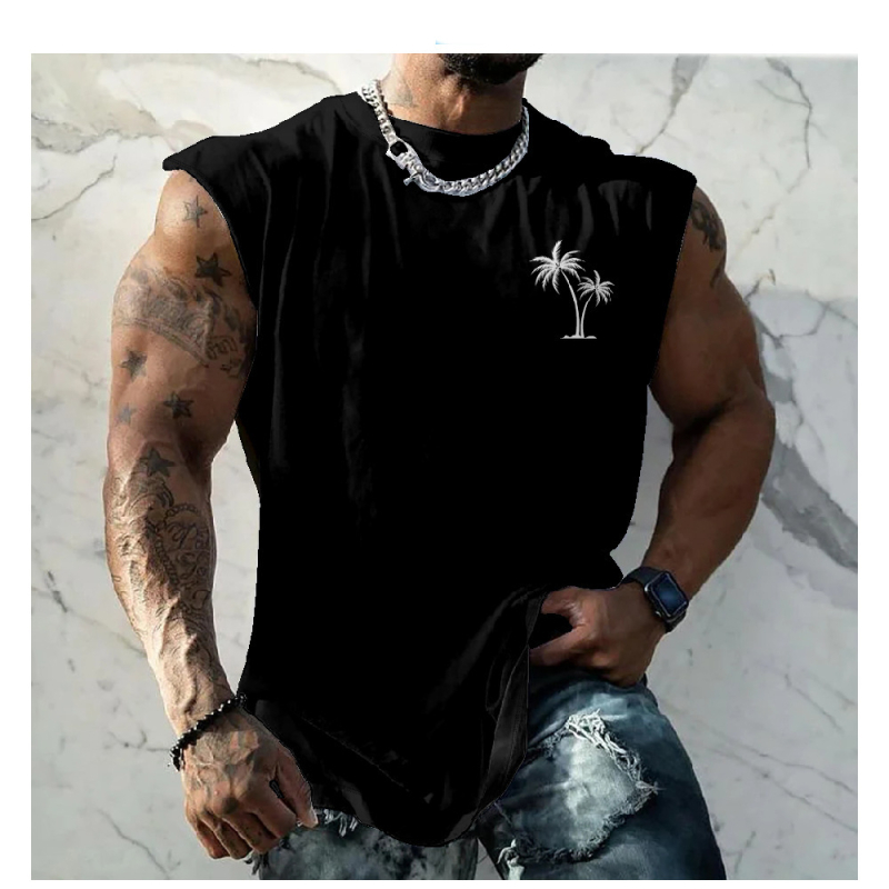 Vyriška liemenė Vyriška spausdinta liemenė Greitai džiūstanti sportinė fitneso elastinė berankovė marškinėliai Viršutiniai drabužiai Vasariniai madingi MG2