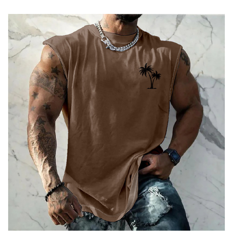 Vyriška liemenė Vyriška spausdinta liemenė Greitai džiūstanti sportinė fitneso elastinė berankovė marškinėliai Viršutiniai drabužiai Vasariniai madingi MG2