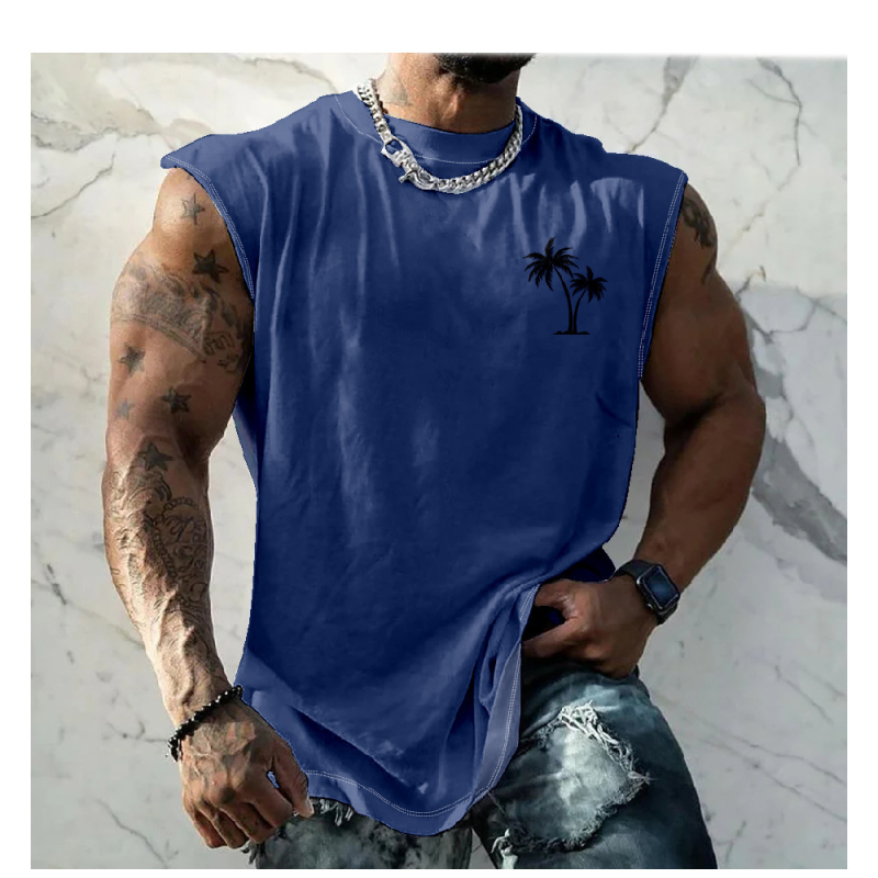 Vyriška liemenė Vyriška spausdinta liemenė Greitai džiūstanti sportinė fitneso elastinė berankovė marškinėliai Viršutiniai drabužiai Vasariniai madingi MG2