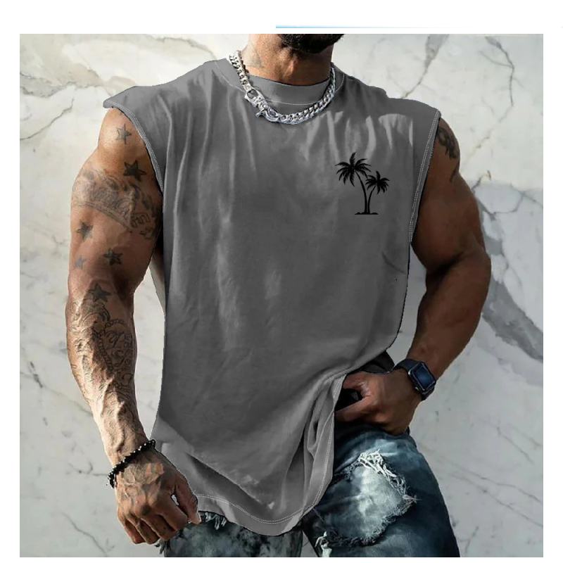 Vyriška liemenė Vyriška spausdinta liemenė Greitai džiūstanti sportinė fitneso elastinė berankovė marškinėliai Viršutiniai drabužiai Vasariniai madingi MG2