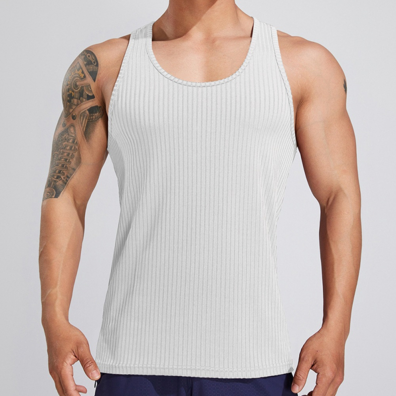 Nauja raumeninga vasarinė megzta vertikalių juostų fitneso, sportinio laisvalaikio, plona vyriška I formos liemenė, plaukų karta.