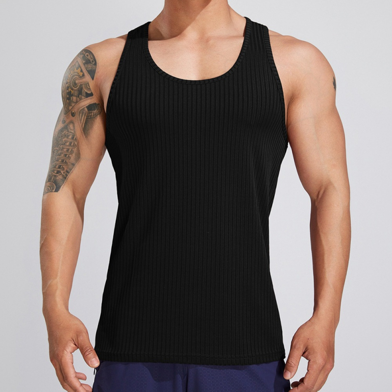 Nauja raumeninga vasarinė megzta vertikalių juostų fitneso, sportinio laisvalaikio, plona vyriška I formos liemenė, plaukų karta.