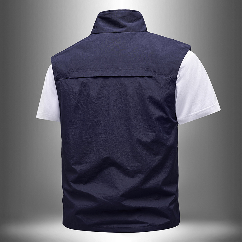 Nauja vyriška plona pavasario ir rudens liemenė su keliomis kišenėmis, nauja liemenė, vienspalvė, darbinė apykaklė, laisvalaikio liemenė vyrams