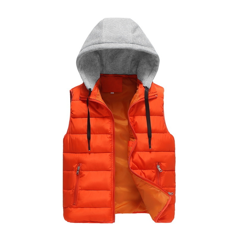 Meeste teismelise sulepuuvillast moodne lahtine kapuutsiga vest, paksendatud soe ühevärviline puuvillane vest