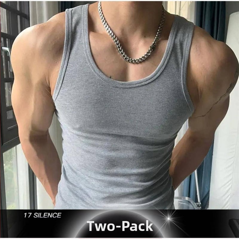 Vyriška liemenė su siūlais, sunki, balta, apvaliu kaklu, amerikietiško stiliaus, aptempta, elastinga, laisvalaikio, kvėpuojanti, prakaitą sugerianti liemenė