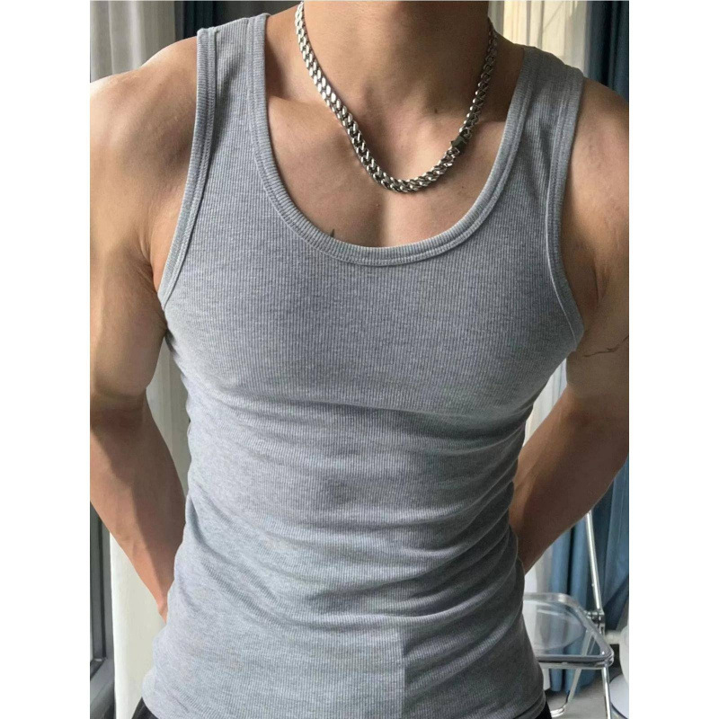 Vyriška liemenė su siūlais, sunki, balta, apvaliu kaklu, amerikietiško stiliaus, aptempta, elastinga, laisvalaikio, kvėpuojanti, prakaitą sugerianti liemenė