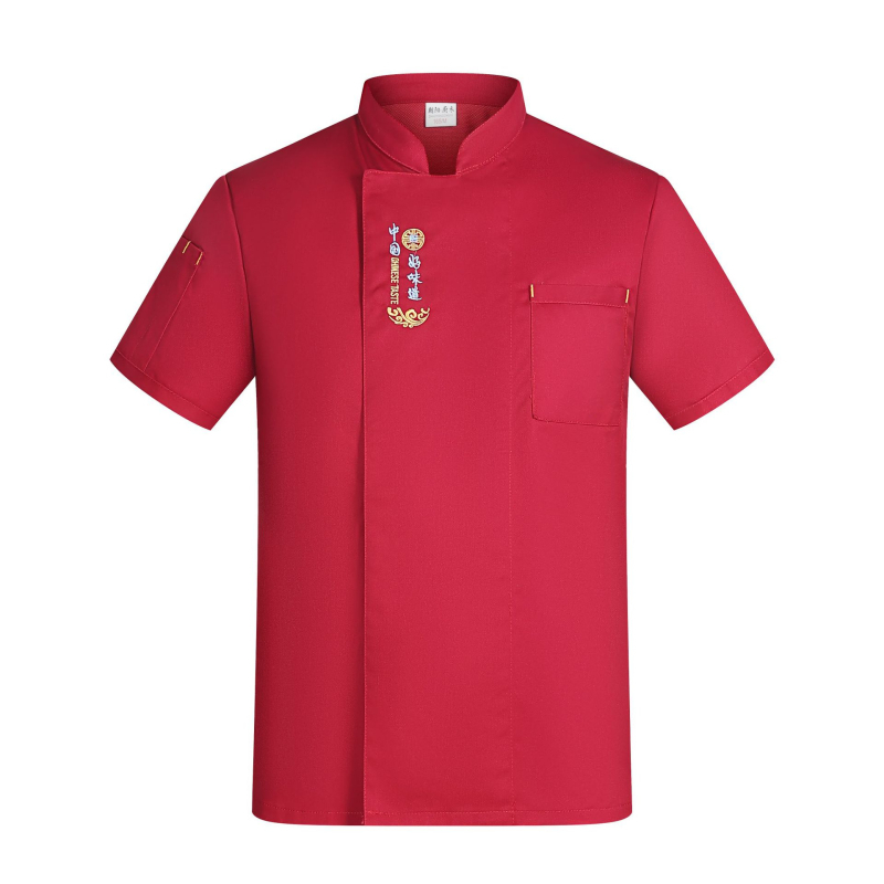 Lühikeste varrukatega T-särk, kokariided, tööriided, trükitud logoga, toitlustusettevõtte hotelliköögi veekindlad ja õlikindlad tööriided.