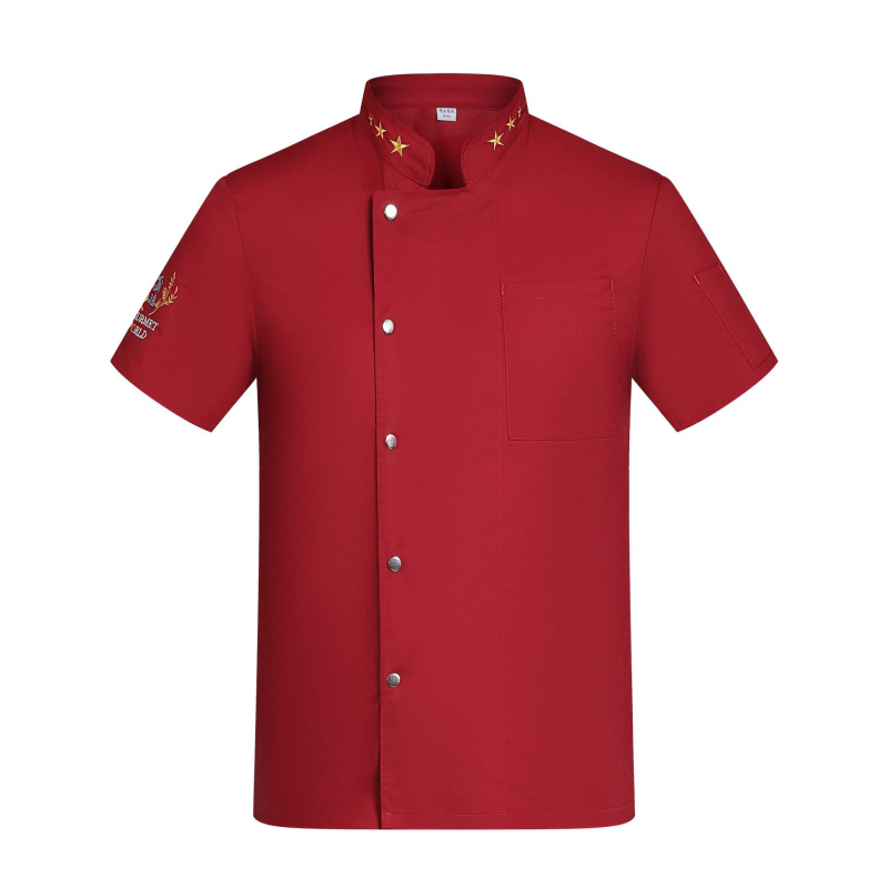 Lühikeste varrukatega T-särk, kokariided, tööriided, trükitud logoga, toitlustusettevõtte hotelliköögi veekindlad ja õlikindlad tööriided.