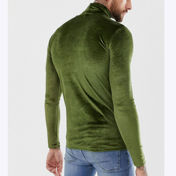 Európai és amerikai férfi szexi hosszú ujjú póló, arany bársony, magas gallérral, meleg, mindenhez illő, lélegző, divatos alaping