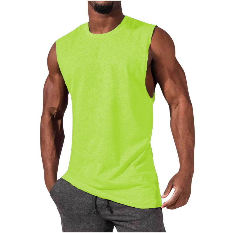 2024 Amazon Nové pánske tričko Foreign Trade Muscle Men Sports Casual Walkers Jednofarebné pánske top tričko
