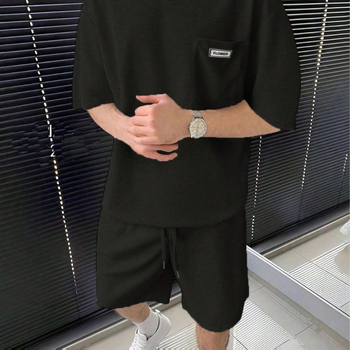 Suvine uus vabaaja ülikond Meeste lühikeste varrukatega lühikesed püksid Meeste noorte ühevärviline taskuga T-särk Rõivad ME2-MA1