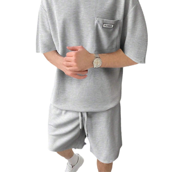 Suvine uus vabaaja ülikond Meeste lühikeste varrukatega lühikesed püksid Meeste noorte ühevärviline taskuga T-särk Rõivad ME2-MA1