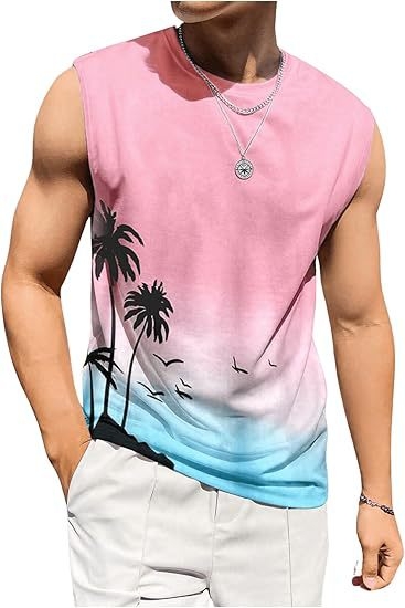 Tarpvalstybiniai 2025 m. Europos ir Amerikos vasaros nauji „Amazon AliExpress“ vyriški marškinėliai su liemene ir spausdintais laisvalaikio marškinėliais