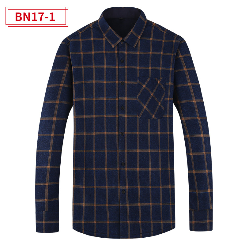 Pánske kockované plyšové teplé tričko s flísovou podšívkou pre väčšie veľkosti