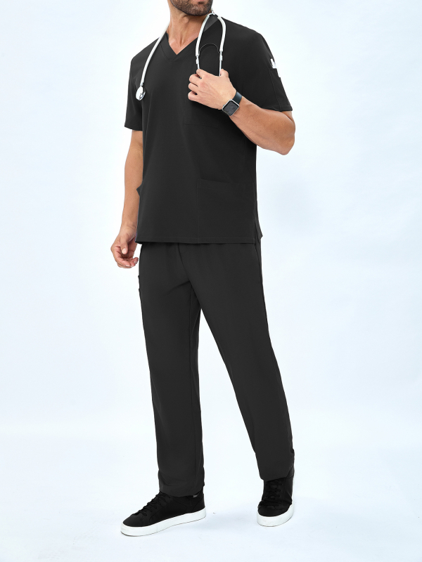 Meeste piiriülesed V-kaelusega kirurgilised pesuriided, mitme taskuga, lühikeste varrukatega, praktilised arsti- ja õe ilutööriided