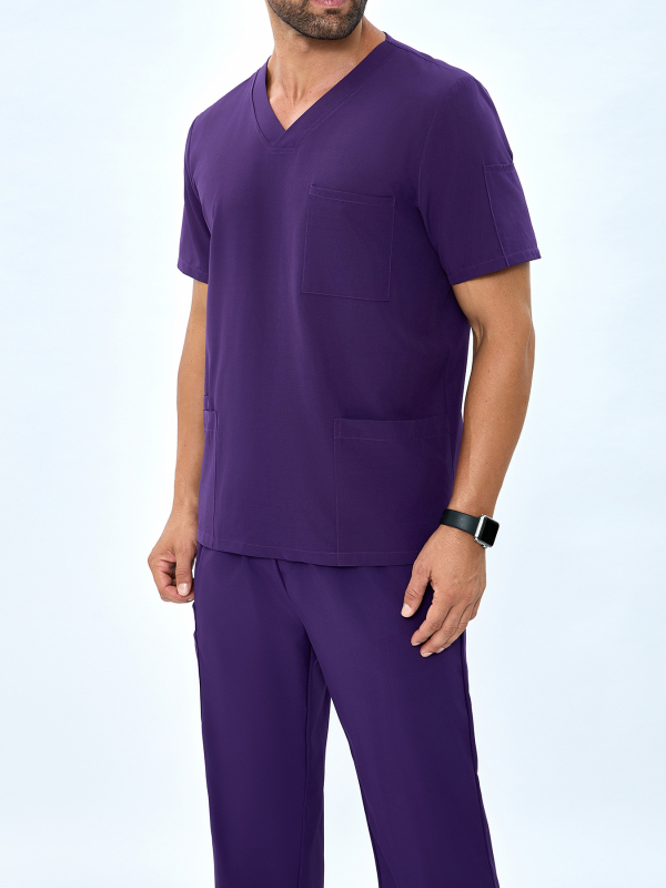 Meeste piiriülesed V-kaelusega kirurgilised pesuriided, mitme taskuga, lühikeste varrukatega, praktilised arsti- ja õe ilutööriided