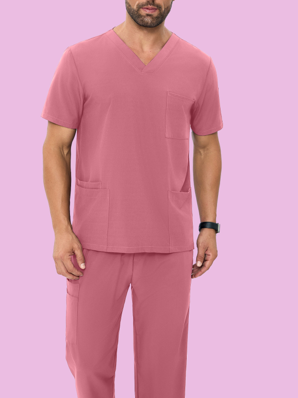 Meeste piiriülesed V-kaelusega kirurgilised pesuriided, mitme taskuga, lühikeste varrukatega, praktilised arsti- ja õe ilutööriided