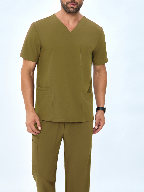Meeste piiriülesed V-kaelusega kirurgilised pesuriided, mitme taskuga, lühikeste varrukatega, praktilised arsti- ja õe ilutööriided