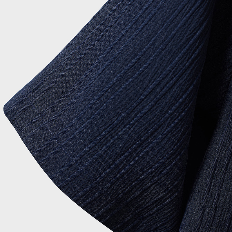 Muška prugasta košulja kratkih rukava s ovratnikom na kopčanje i kratkim hlačama s vezicama iz 2025. Amazon Cross-Border muške izrade