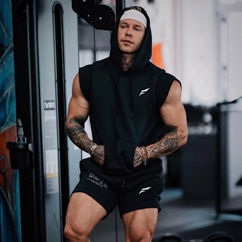 Uus American Sports Fitness Vest meeste varrukateta kapuutsiga korvpalliülikond poksitreeninguks ja lahtiseks topiks mõeldud õueriided