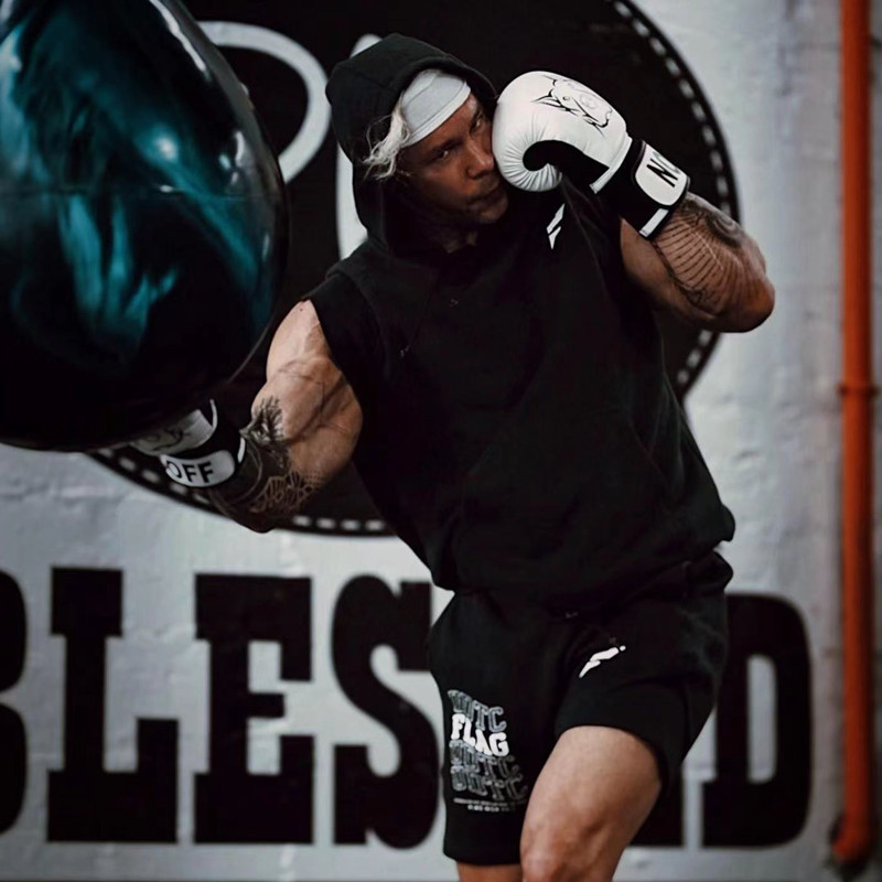 Uus American Sports Fitness Vest meeste varrukateta kapuutsiga korvpalliülikond poksitreeninguks ja lahtiseks topiks mõeldud õueriided