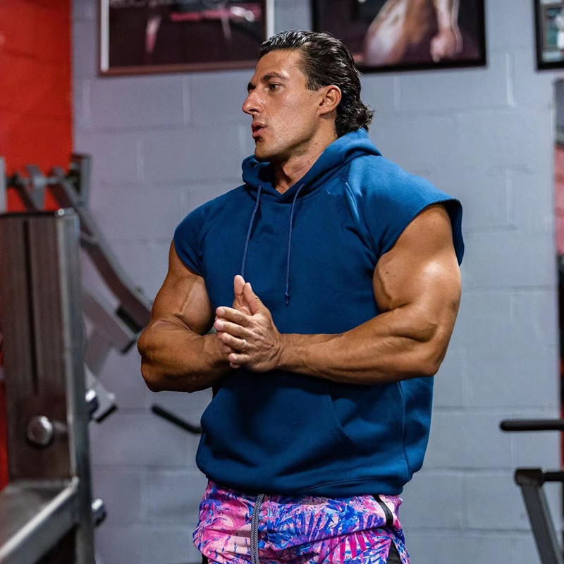 Uus American Sports Fitness Vest meeste varrukateta kapuutsiga korvpalliülikond poksitreeninguks ja lahtiseks topiks mõeldud õueriided