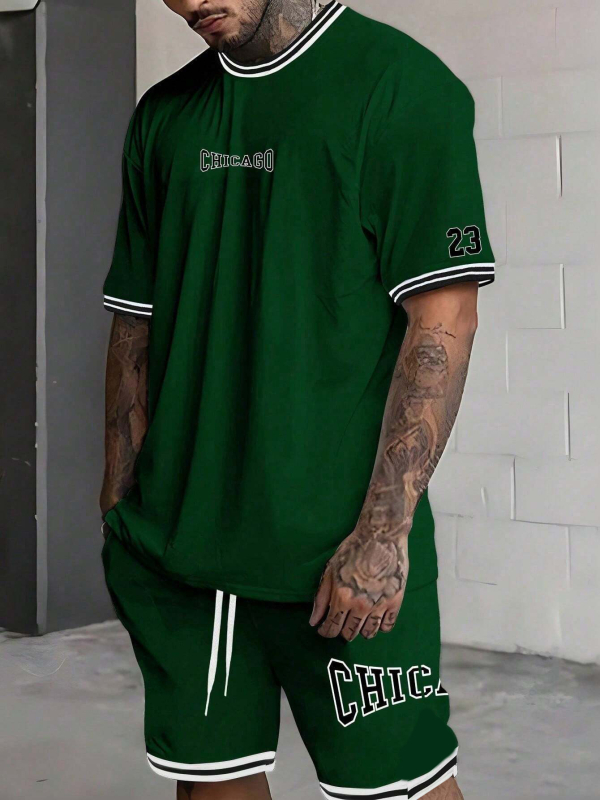 Lühikeste varrukatega meeste T-särk, suvine uusmoodne mustvalge disainiga ülikond nr 23 ME2-MA1