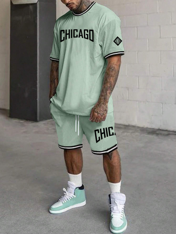 Lühikeste varrukatega meeste T-särk, suvine uusmoodne mustvalge disainiga ülikond nr 23 ME2-MA1