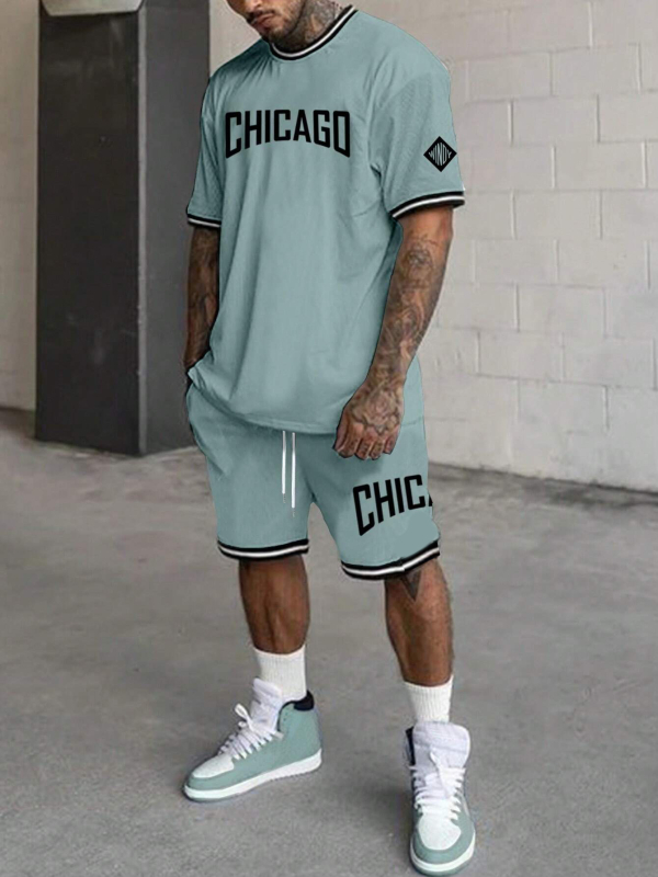 Lühikeste varrukatega meeste T-särk, suvine uusmoodne mustvalge disainiga ülikond nr 23 ME2-MA1