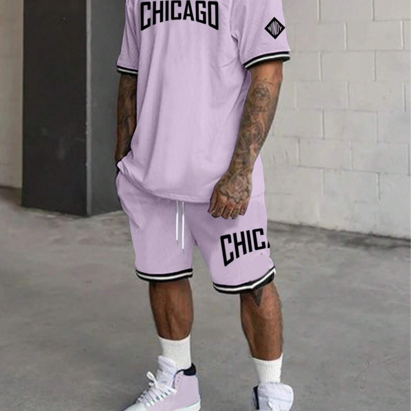 Lühikeste varrukatega meeste T-särk, suvine uusmoodne mustvalge disainiga ülikond nr 23 ME2-MA1