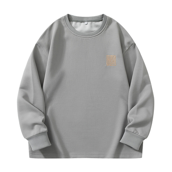 Férfi hosszú ujjú póló, őszi-téli divatos, kerek nyakú pulóver, laza, gyapjúval bélelt, lezser, férfi ing, pulóver