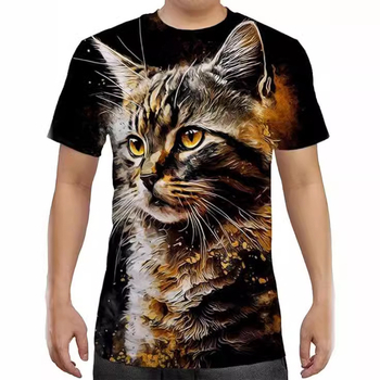 Stil european și american, serie de animații 3D cu animale, bărbați și femei, casual, mânecă scurtă, imprimare digitală 3D, tricou creativ cu mânecă scurtă