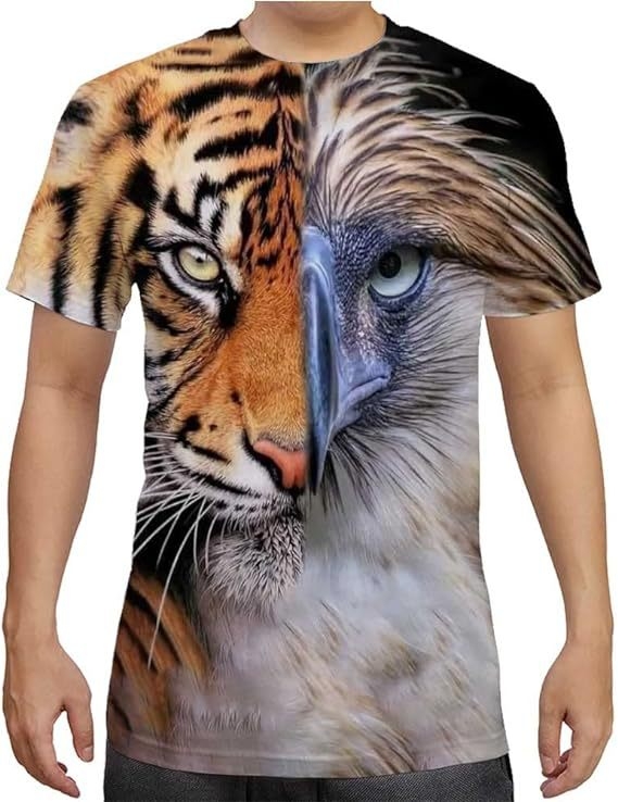 Stil european și american, serie de animații 3D cu animale, bărbați și femei, casual, mânecă scurtă, imprimare digitală 3D, tricou creativ cu mânecă scurtă