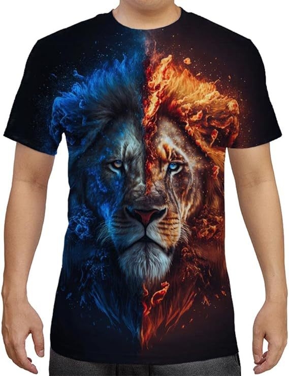 Stil european și american, serie de animații 3D cu animale, bărbați și femei, casual, mânecă scurtă, imprimare digitală 3D, tricou creativ cu mânecă scurtă