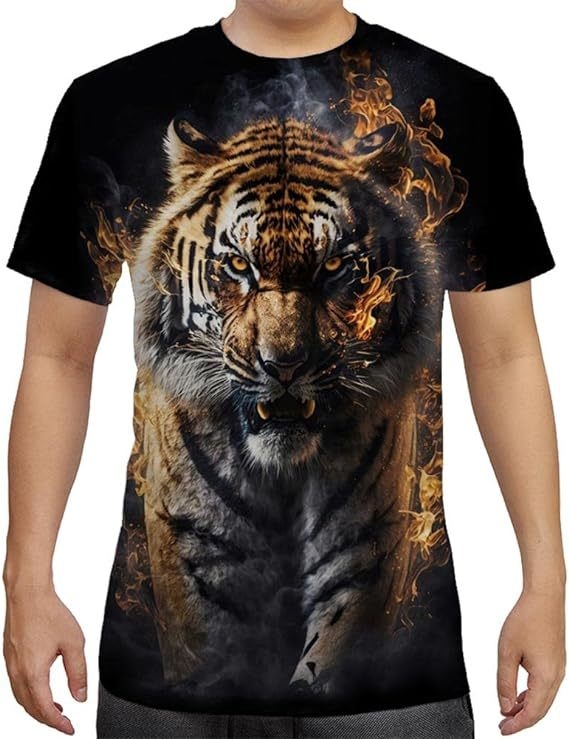 Stil european și american, serie de animații 3D cu animale, bărbați și femei, casual, mânecă scurtă, imprimare digitală 3D, tricou creativ cu mânecă scurtă