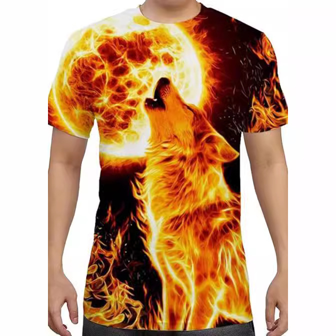 Stil european și american, serie de animații 3D cu animale, bărbați și femei, casual, mânecă scurtă, imprimare digitală 3D, tricou creativ cu mânecă scurtă